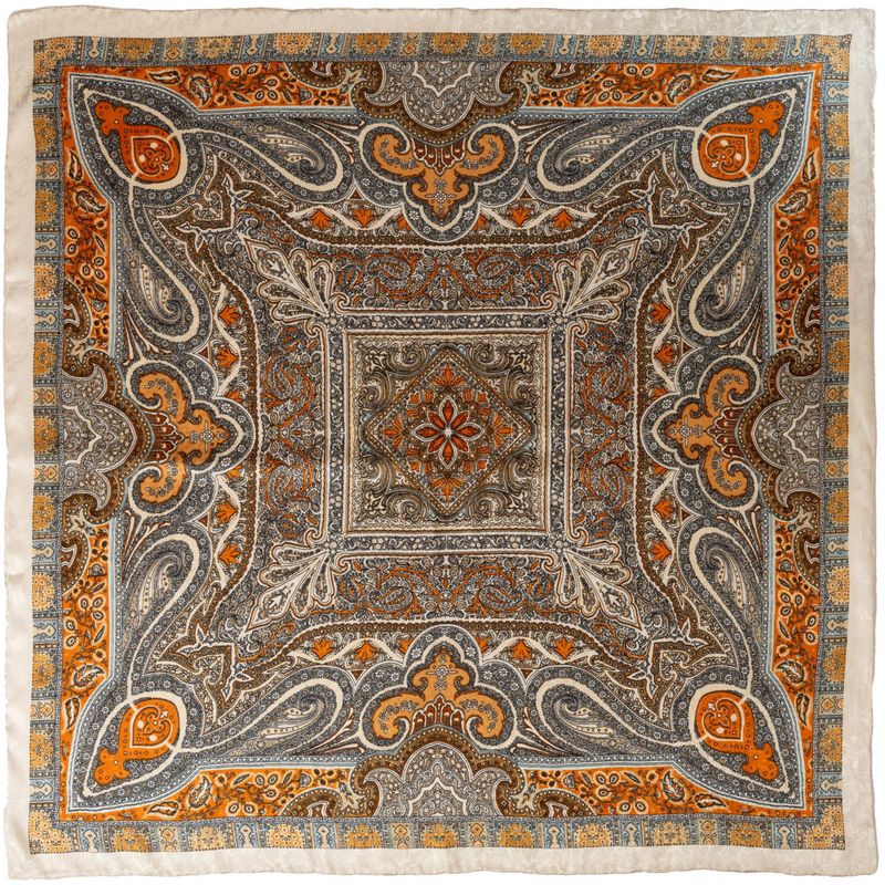 Paisley Orange/Ivory Silk Wild Rag