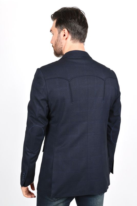 Navy Plaid Western Blazer