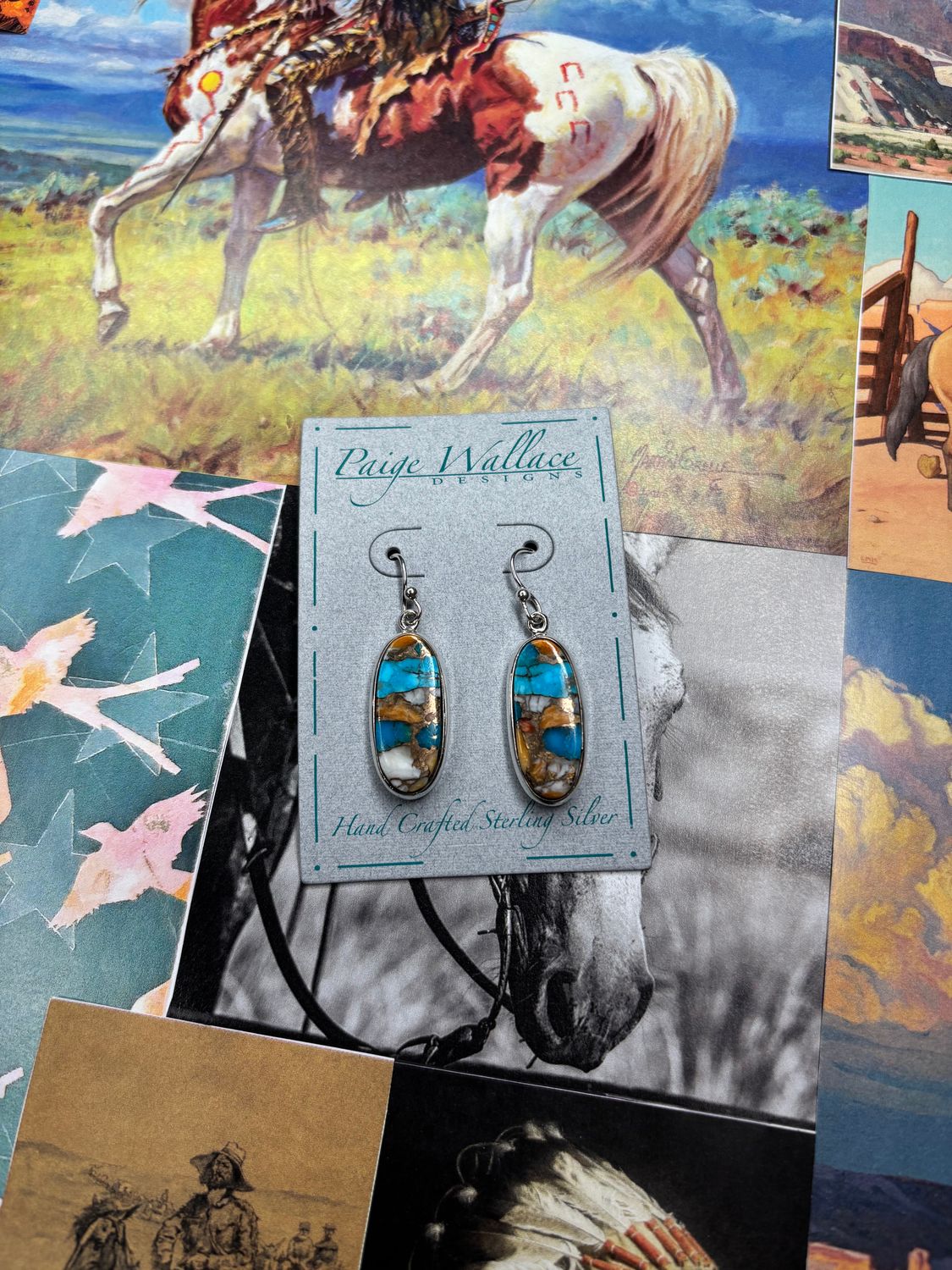 Spiny Oyster/Turquoise Slab Earrings