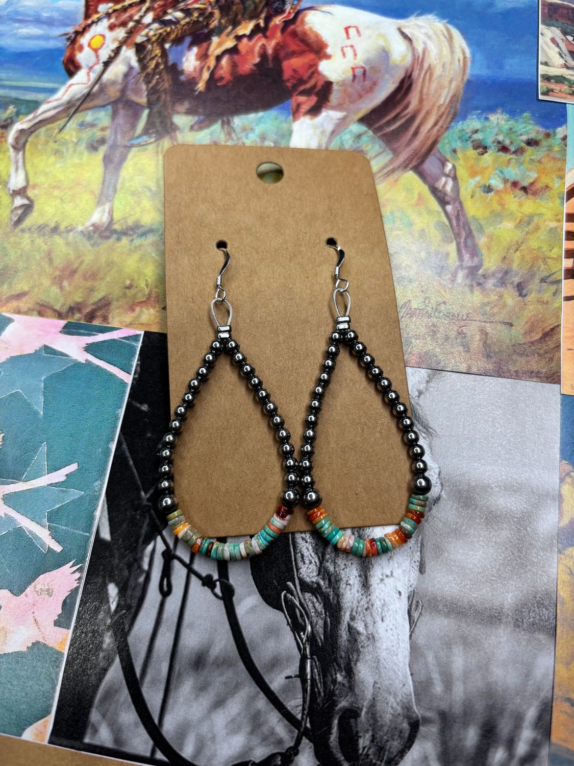 Spiny Oyster/Turquoise Teardrop Earring