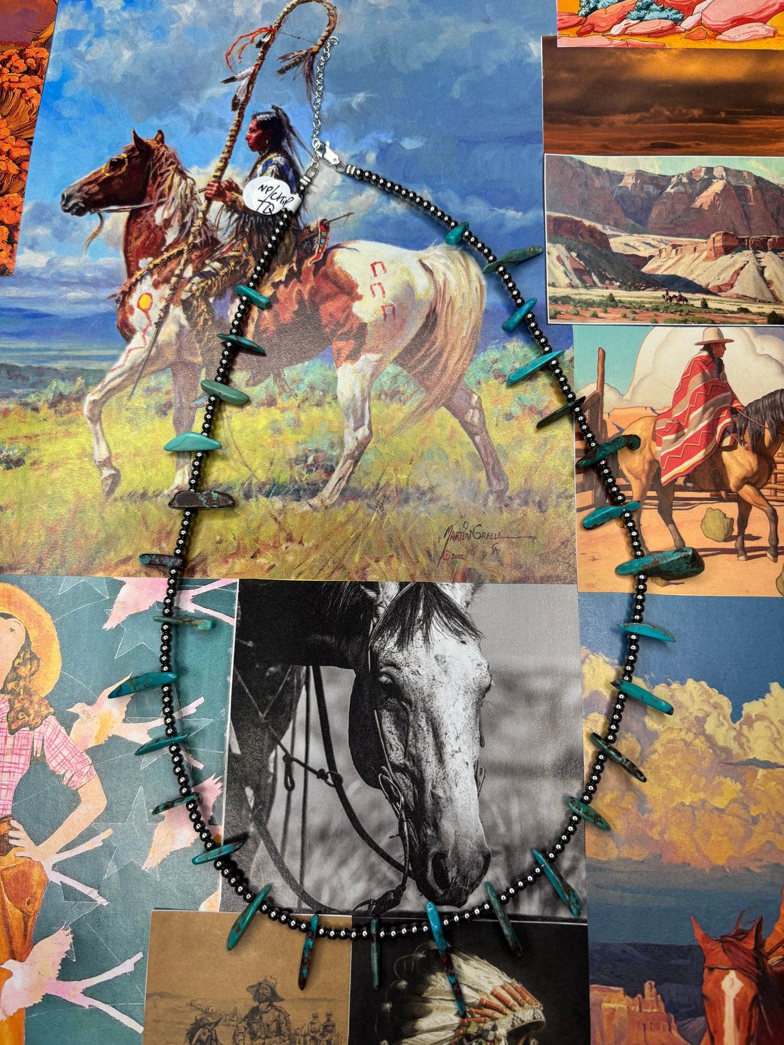 Navajo Pearl and Chip Turquoise Necklace