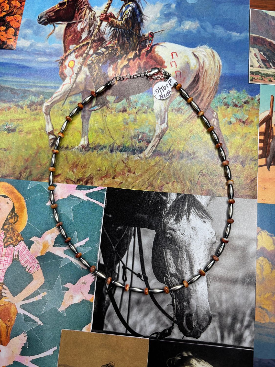 Spiny Oyster Navajo Pearl Torpedo Necklace