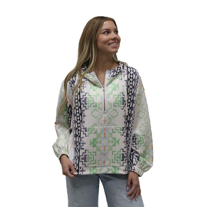 Womens Hooey Aztec Quarter Zip Hoodie