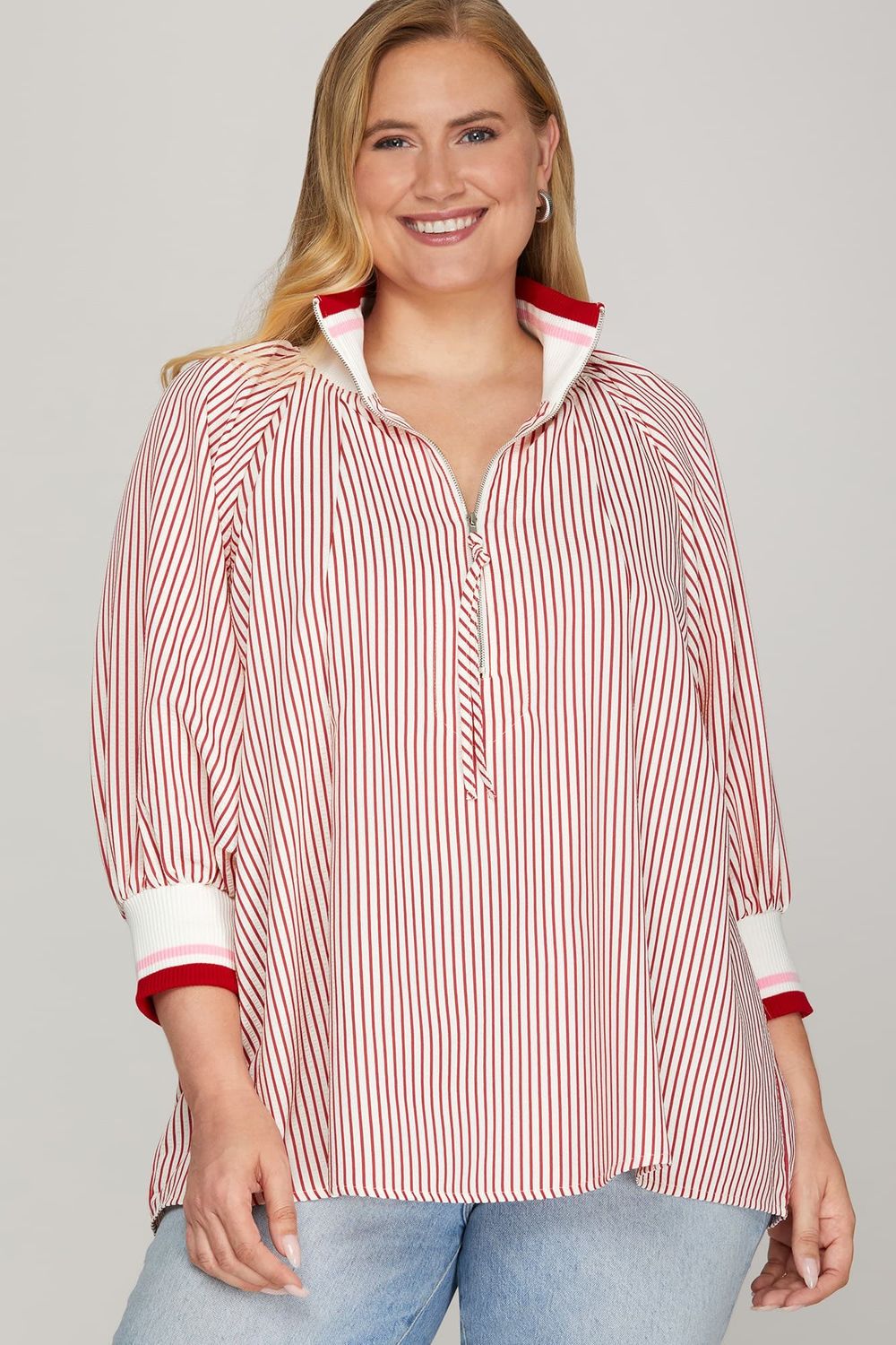 Rad and White Striped Quarter Zip