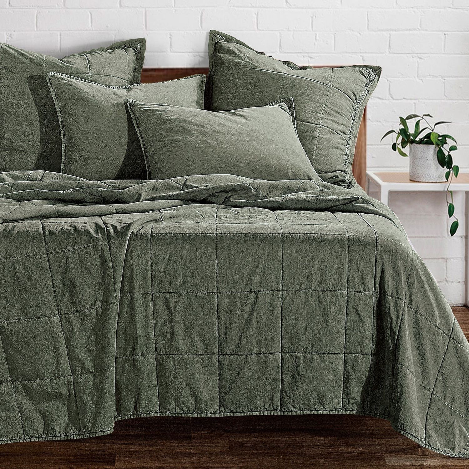 Stonewashed Cotton Canvas Green F/Q Set