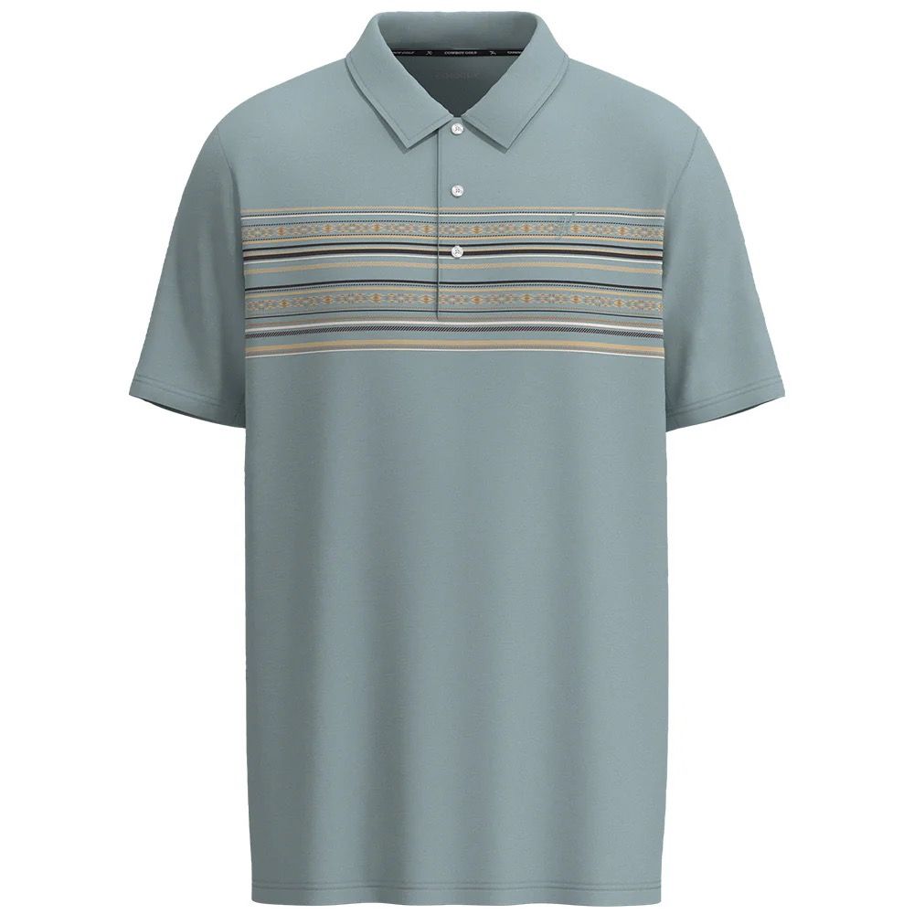 Hooey Mens Blue Aztec Golf Polo