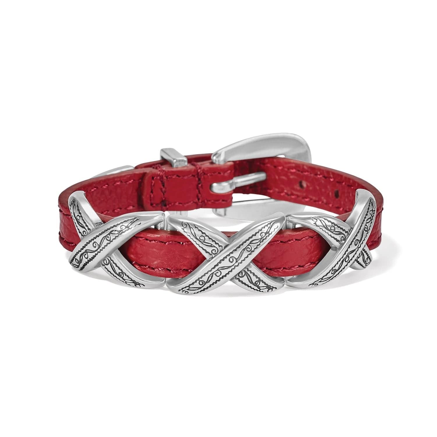 Red KrissKross Leather Bracelet