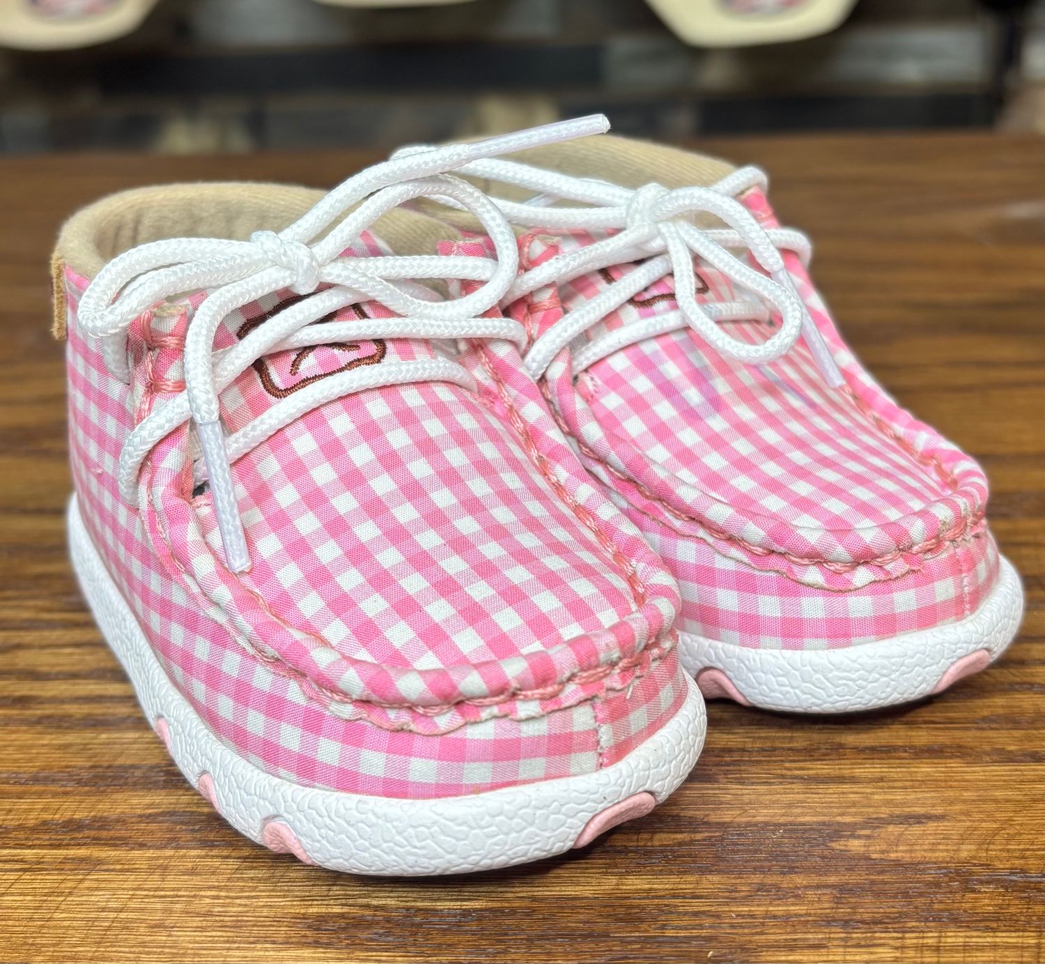 Twisted X Infant Pink/White Gingham Driving Moc