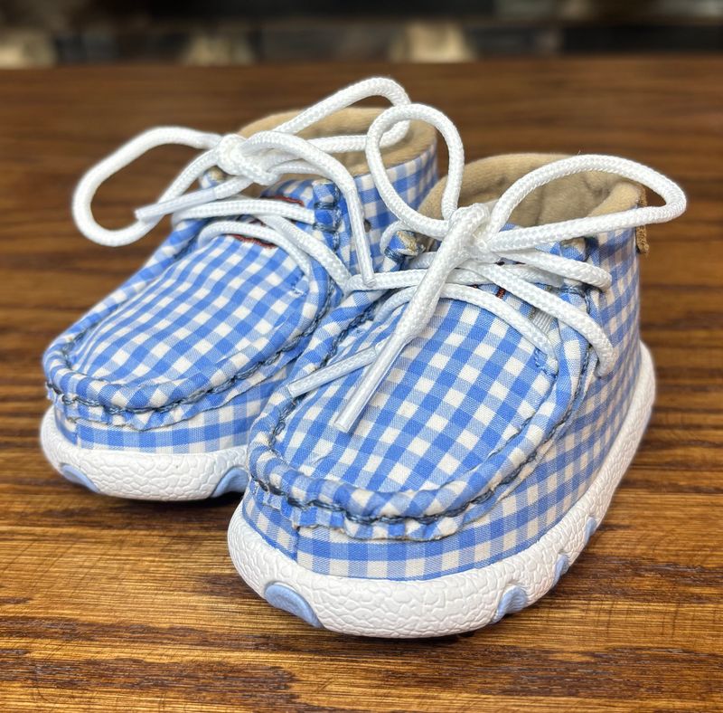 Twisted X Infant Blue/White Gingham Driving Moc
