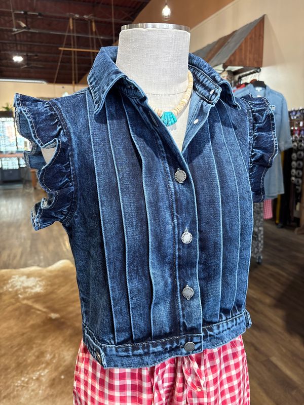 Denim Pleated Vest