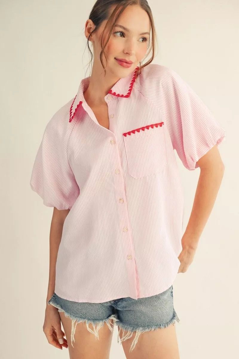 Pink and White Striped Top