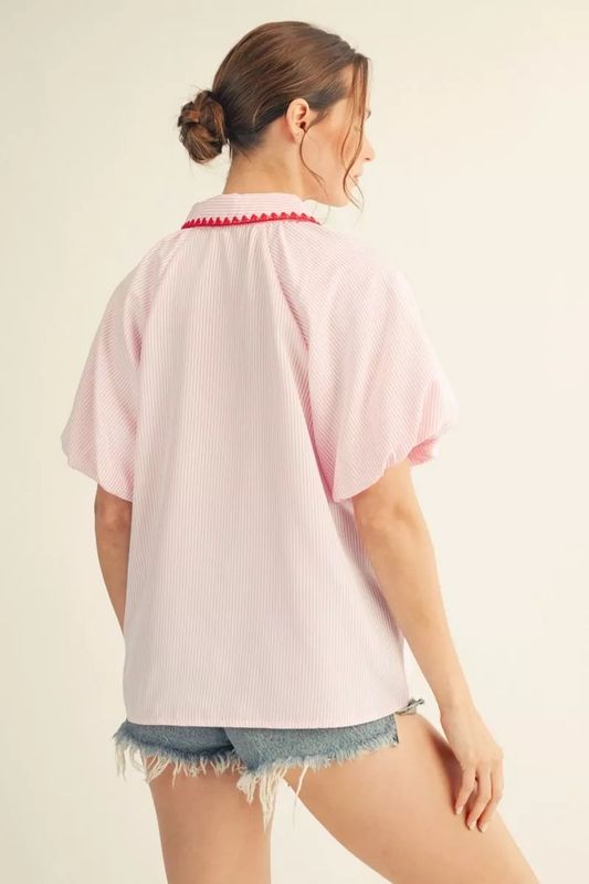 Pink and White Striped Top