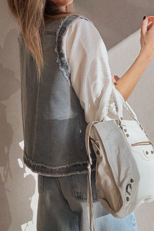 Denim Frayed Edge Vest