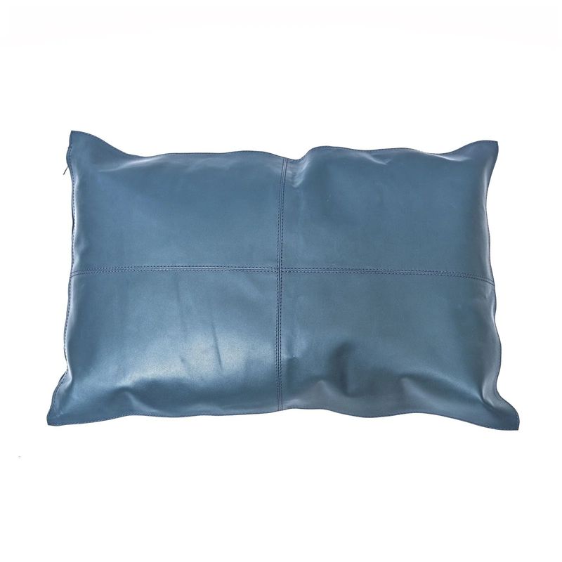 Blue Leather Pillow