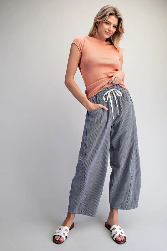 Striped Relaxed Fit Navy Pants