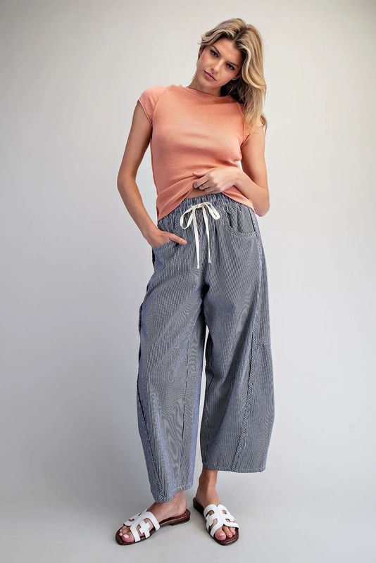 Striped Relaxed Fit Navy Pants