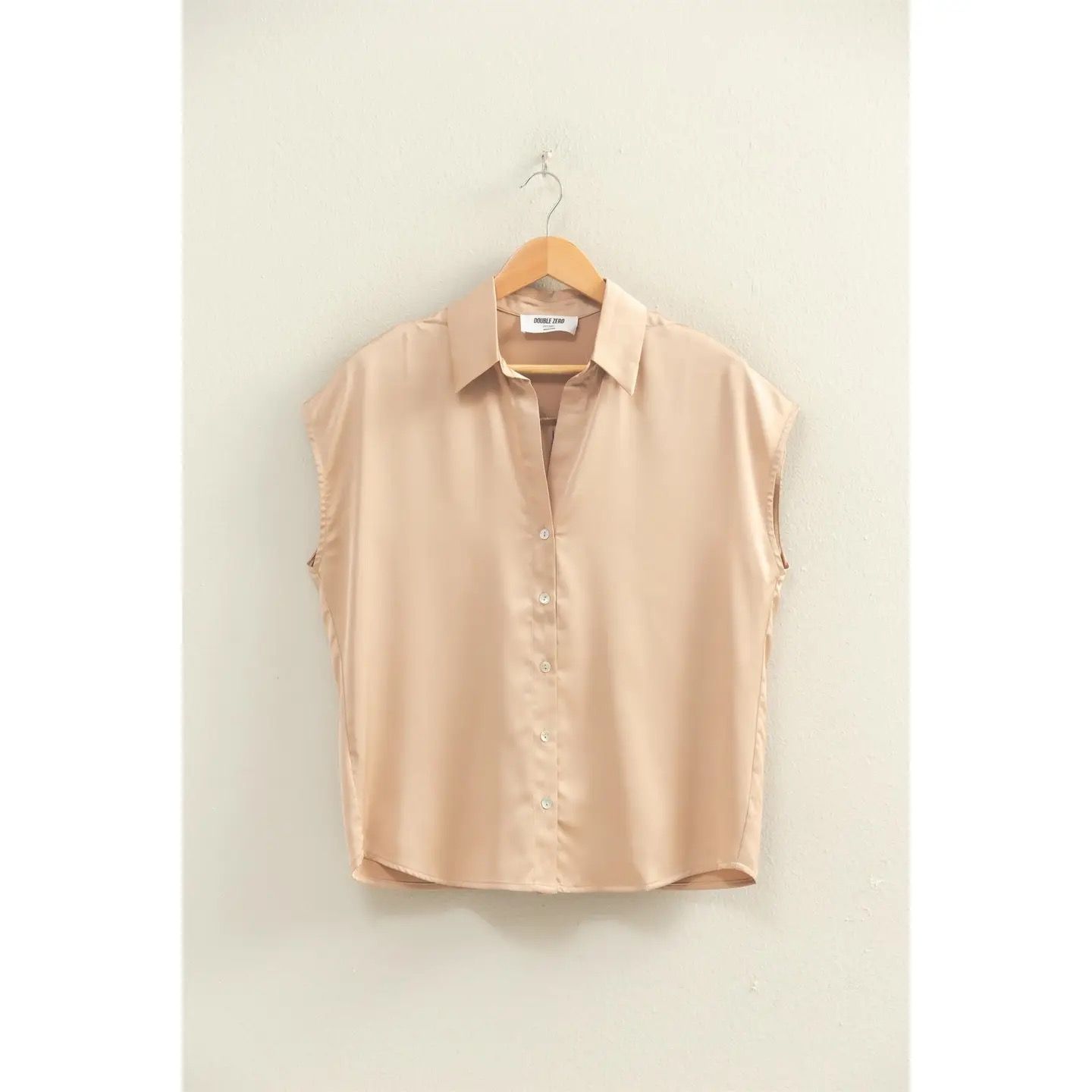 Taupe Sleeveless Satin Blouse