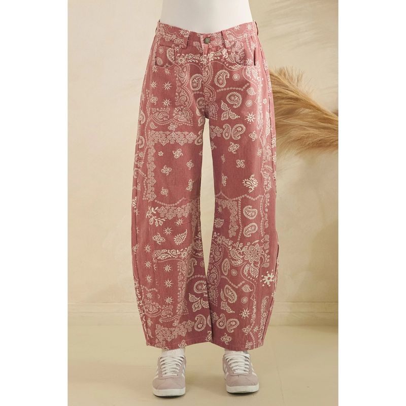 Paisley Mauve Barrel Jeans