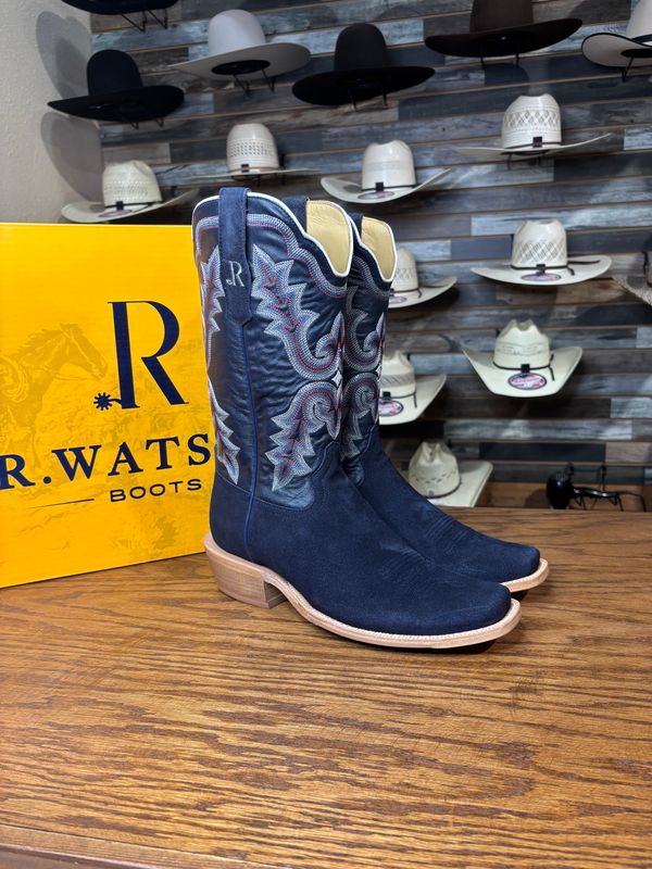 R. Watson Mens Navy Roughout Narrow Square 13"