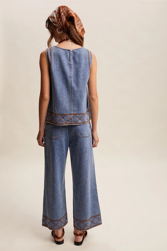 Denim Tank &amp; Pant Set