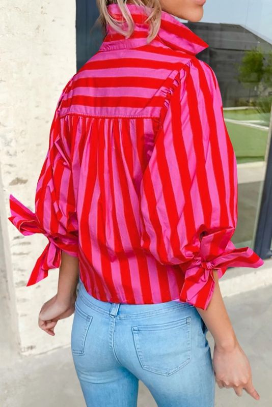 Stripe Tie Sleeve Button Down