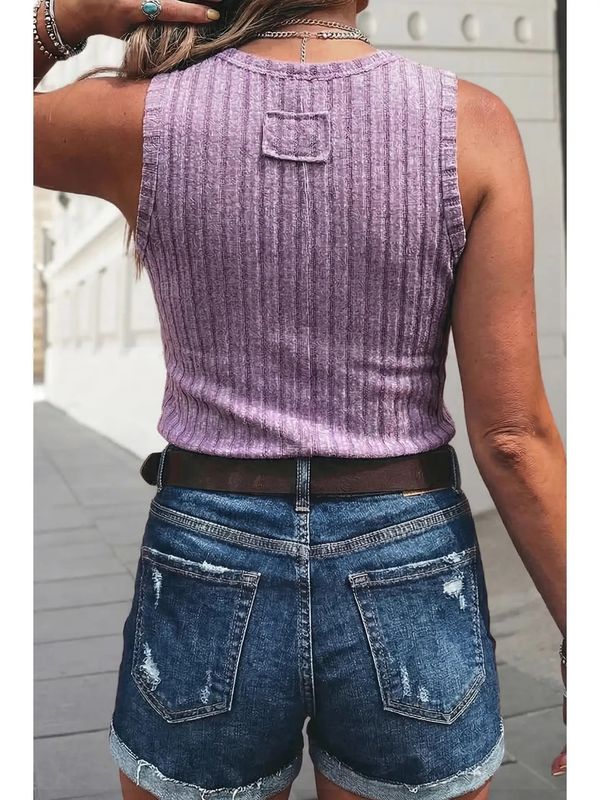 Purple Mineral Wash Ribbed Tank