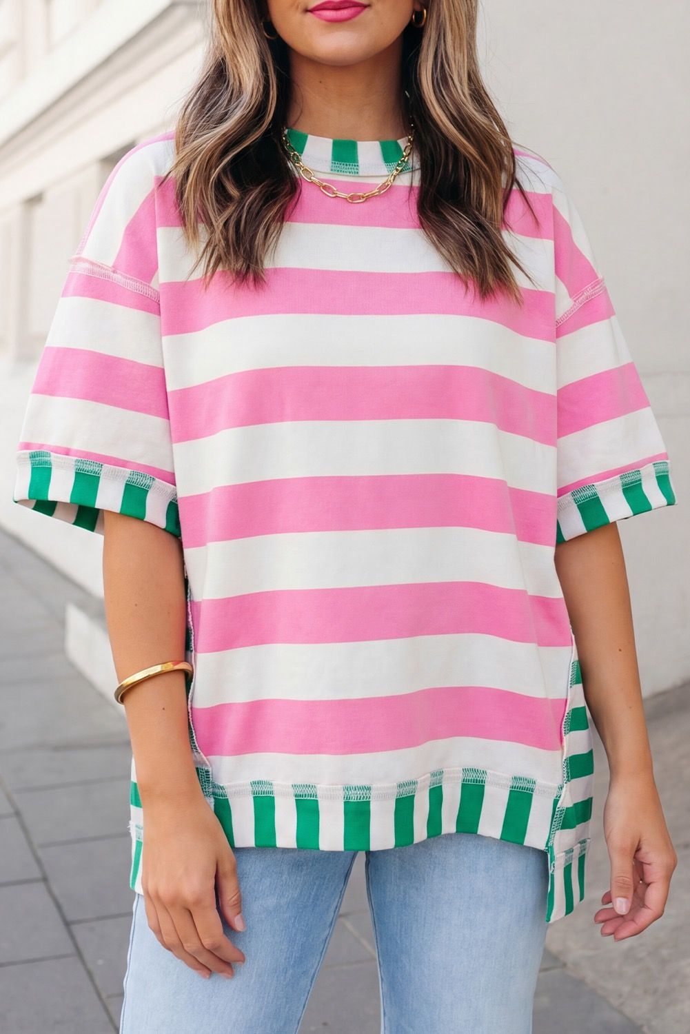 Stripeed Short Sleeve Top