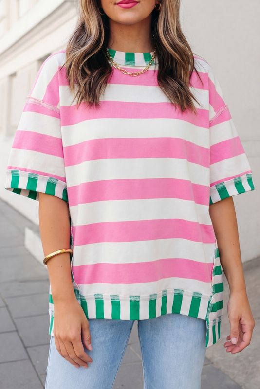 Stripeed Short Sleeve Top