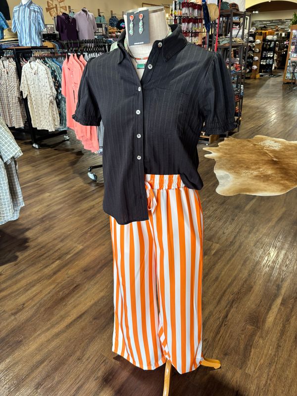 Orange and White Striped Pants
