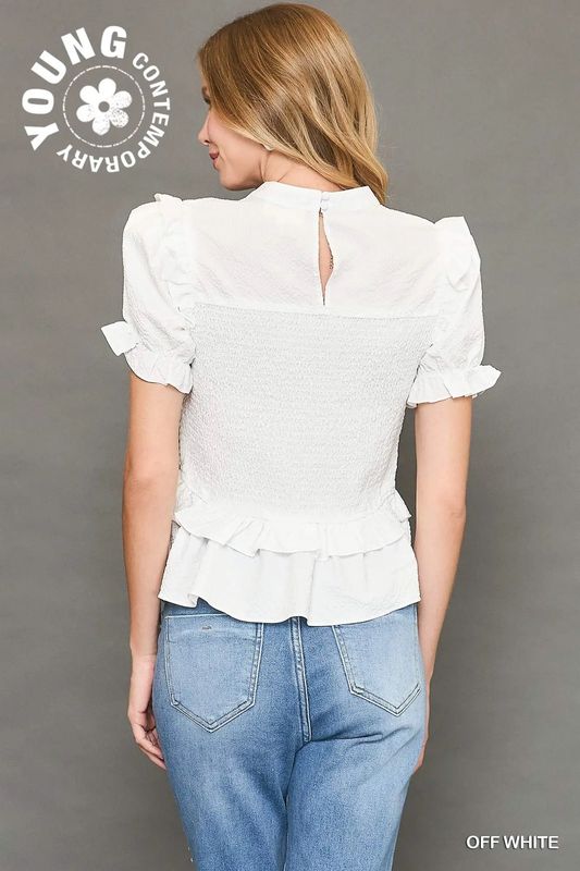 Smocked White Blouse
