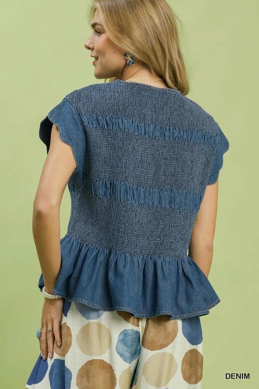 Chambray Peplum Top