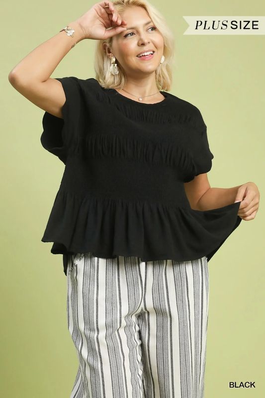 Plus Smocked Peplum Top
