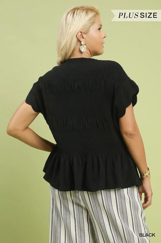Plus Smocked Peplum Top