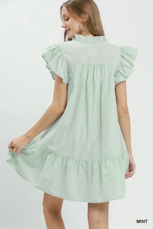Striped Smocked Ruffle Dress