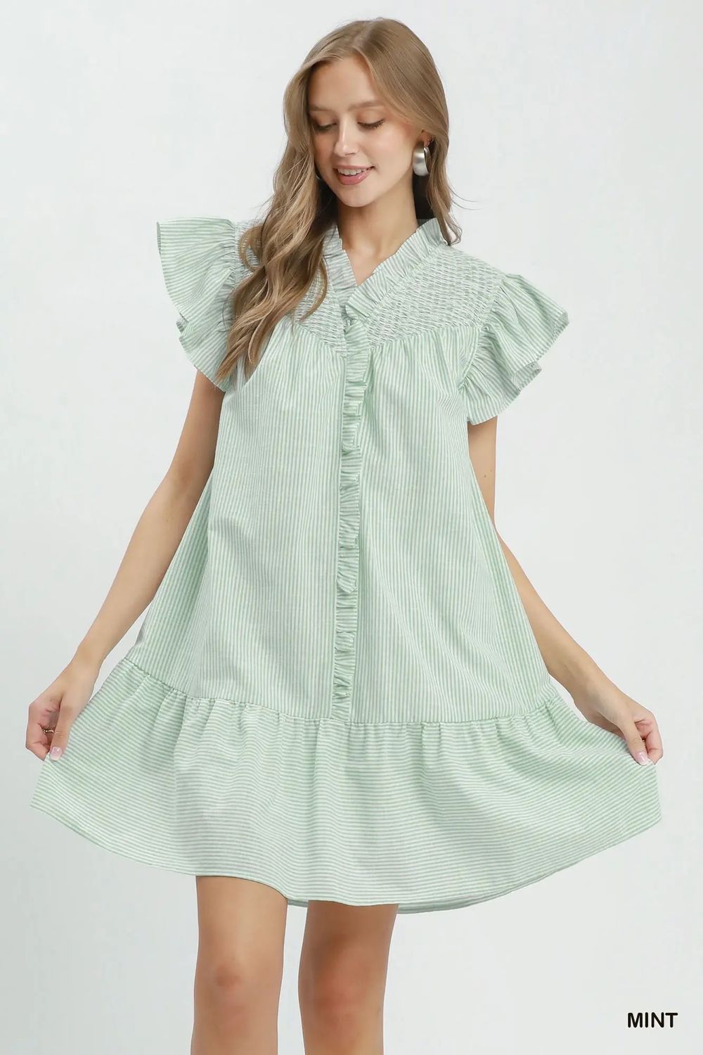Striped Smocked Ruffle Dress