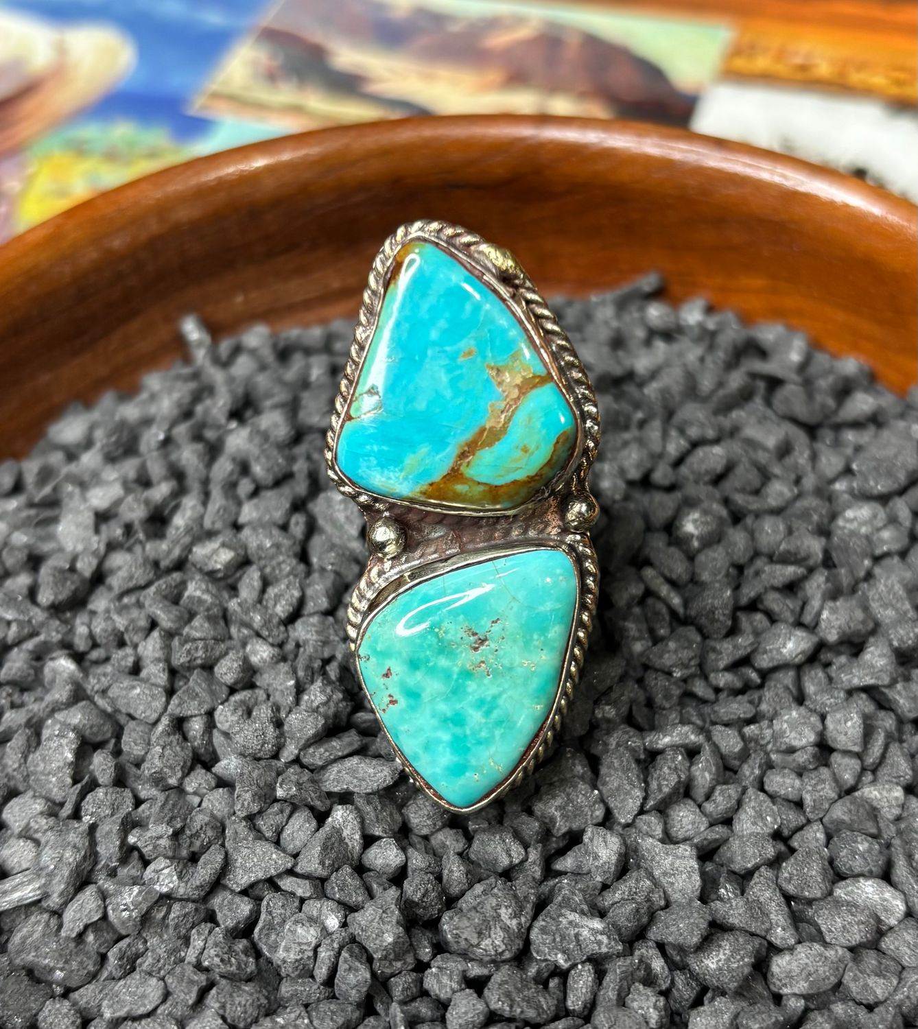Two Stone Turquoise Ring