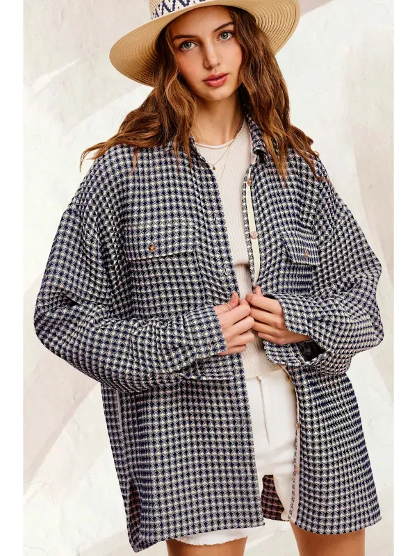 Waffle Textured Oversized Shacket