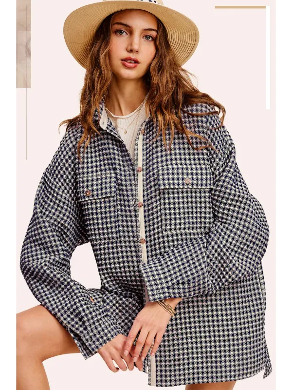 Waffle Textured Oversized Shacket