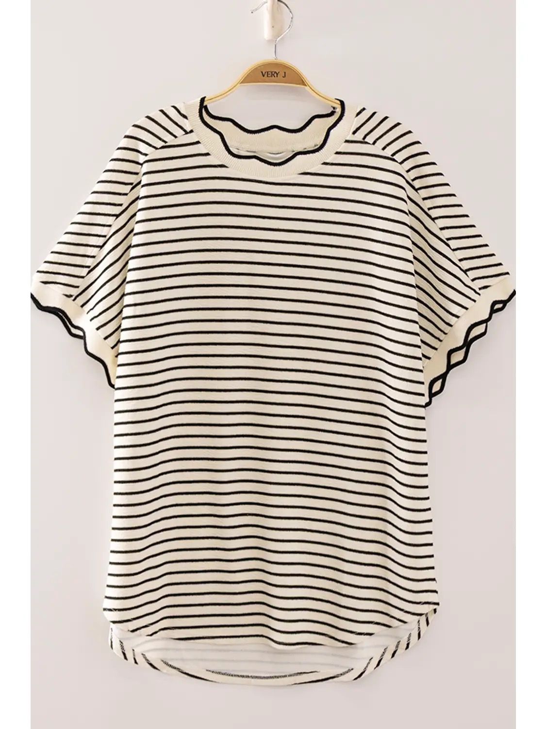Scalloped Trim Knit Top