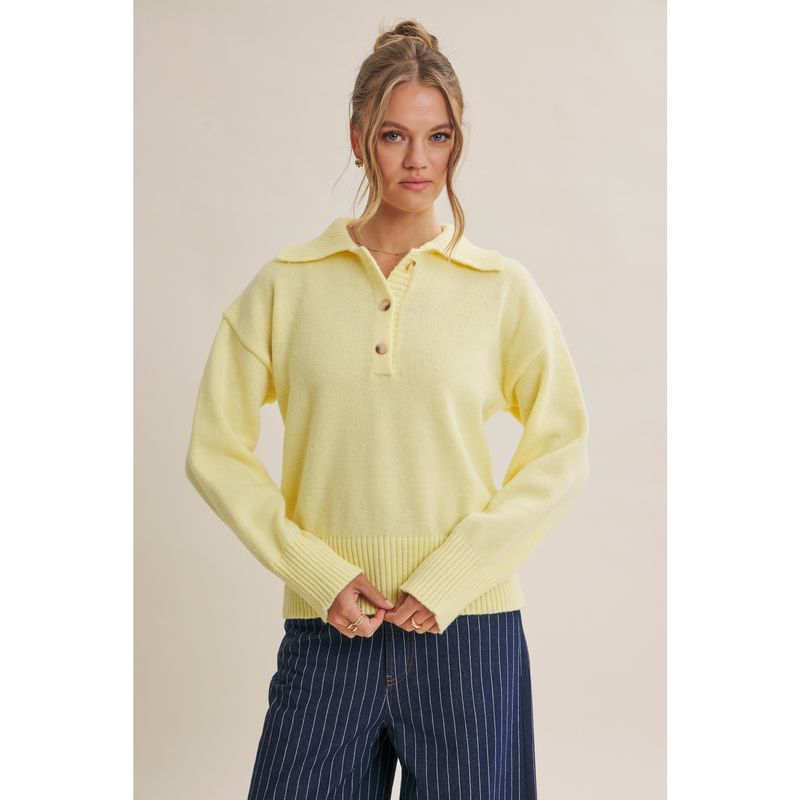 Butter Yellow Polo Sweater