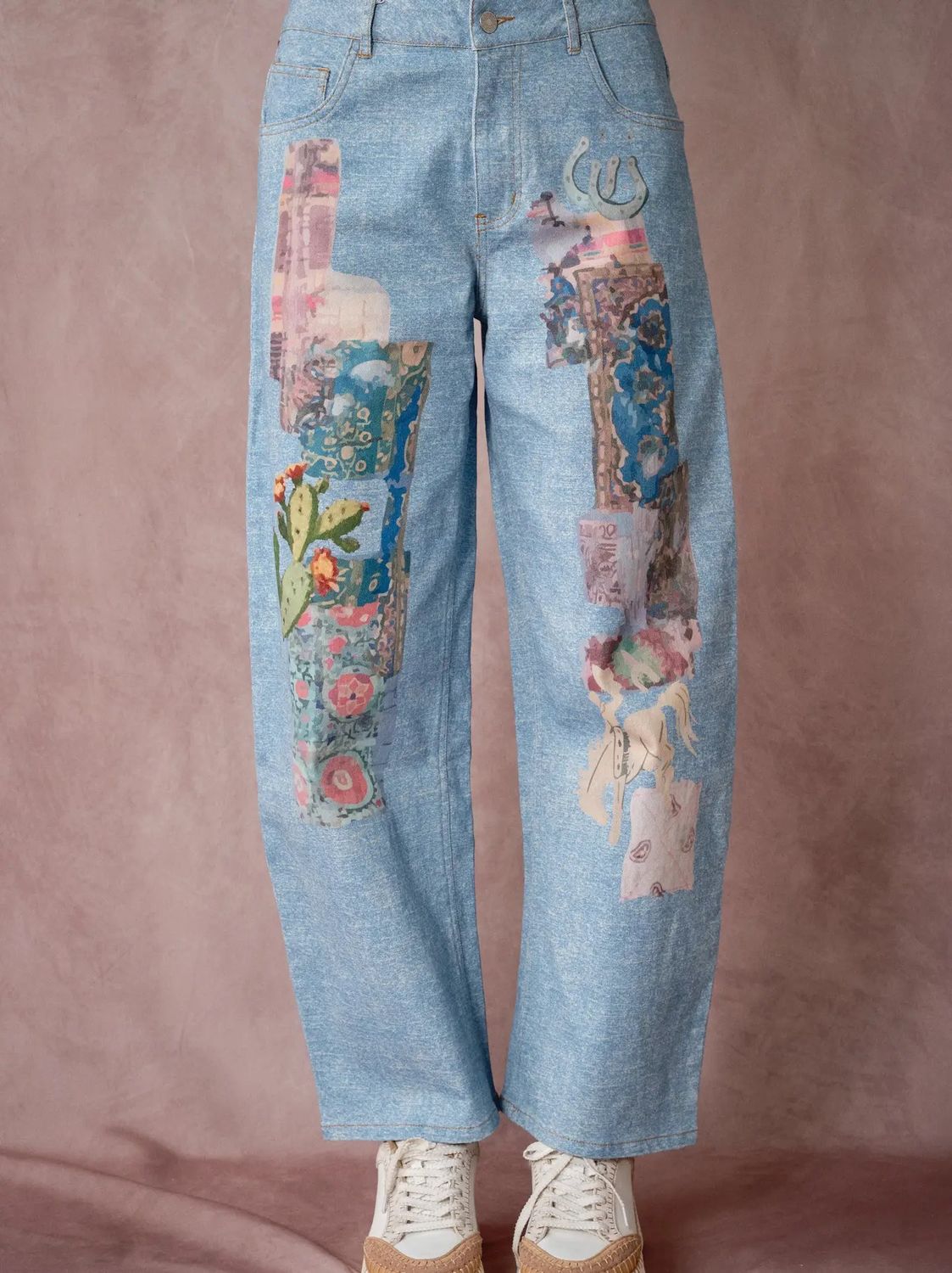 Collage Denim Barrel Jeans