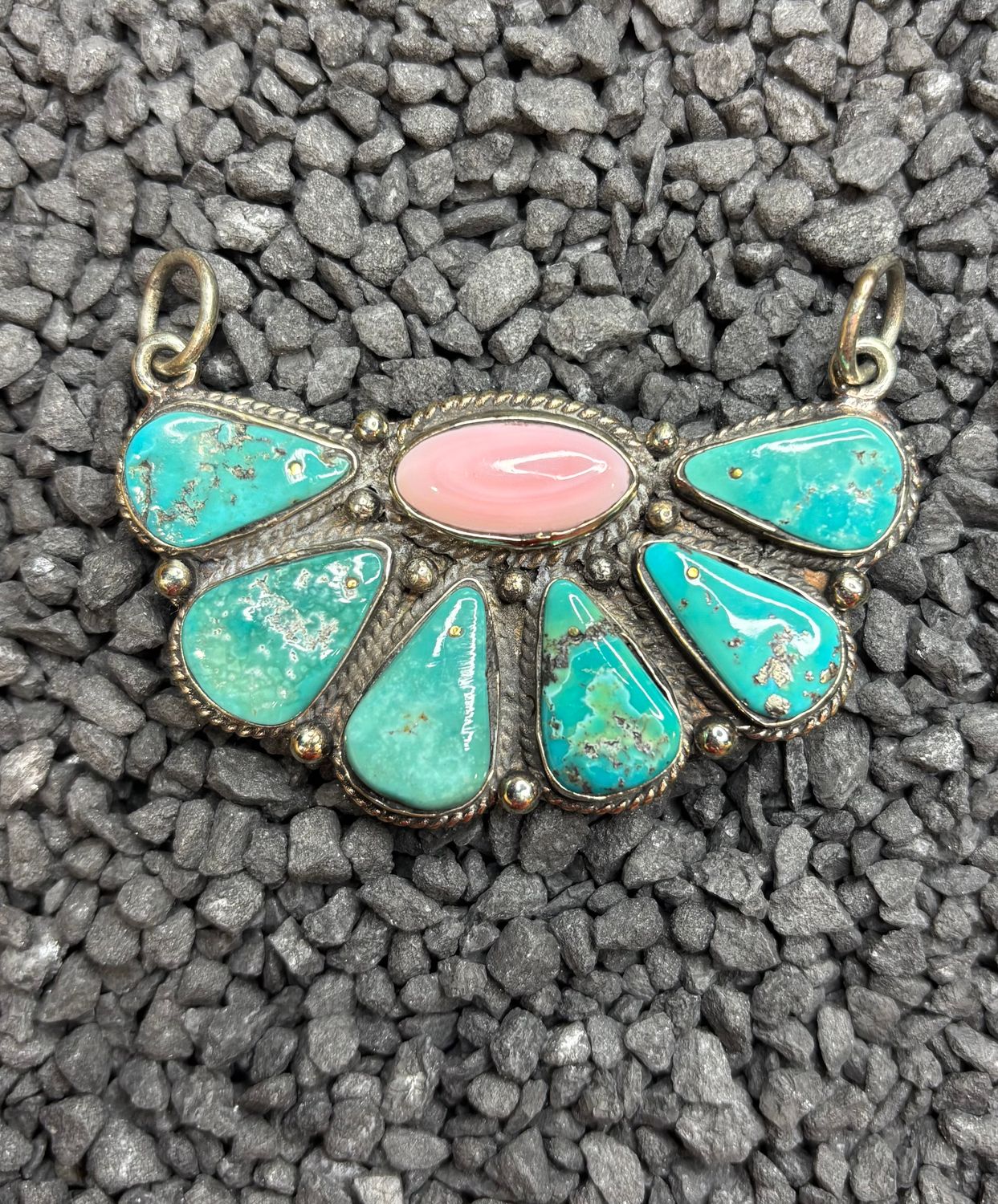 Pink Conch/Turquoise Pendant