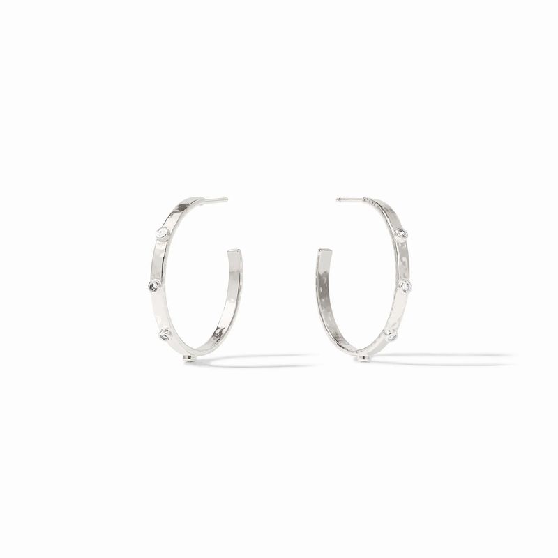 Crescent Stone Hoop Medium