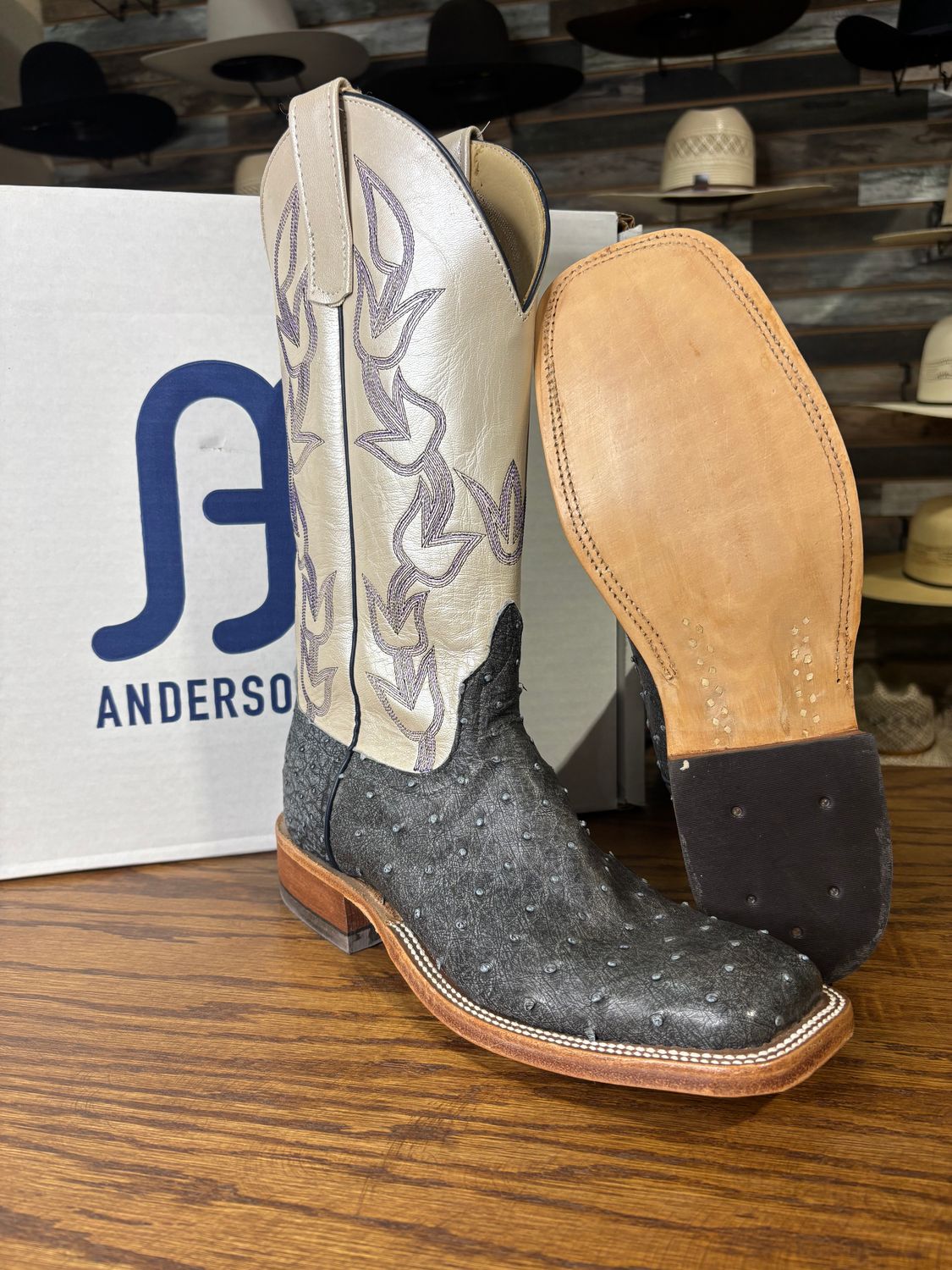 Womens Anderson Bean Denim Ostrich