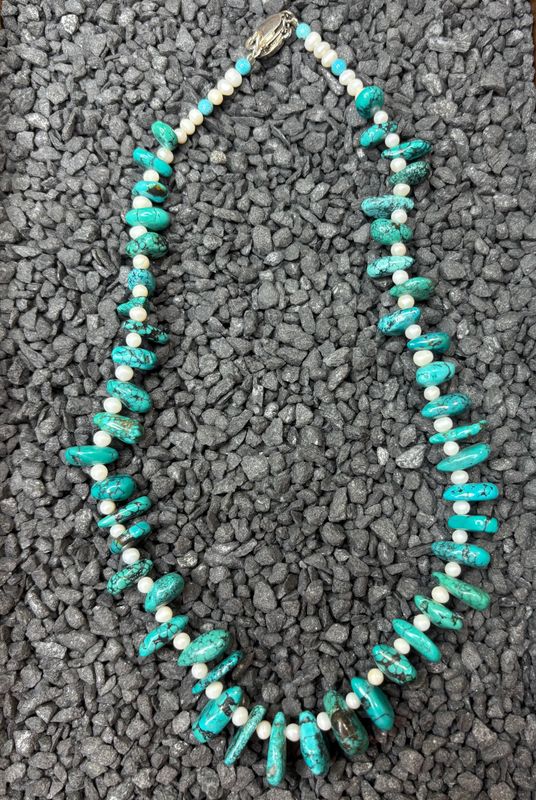 Turquoise and Freshwater Pearl Necklace