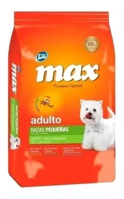 Max Premium Buffet adulto de raza pequeña sabor pollo y vegetales en bolsa de 8