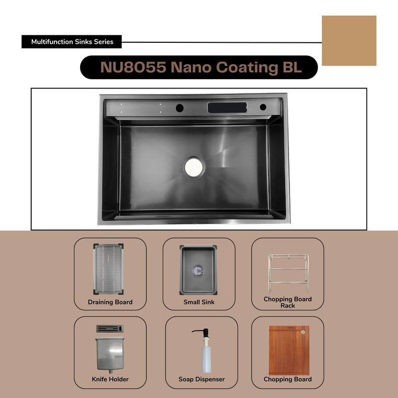 NU8055BL Multifunction Nano Black Sink