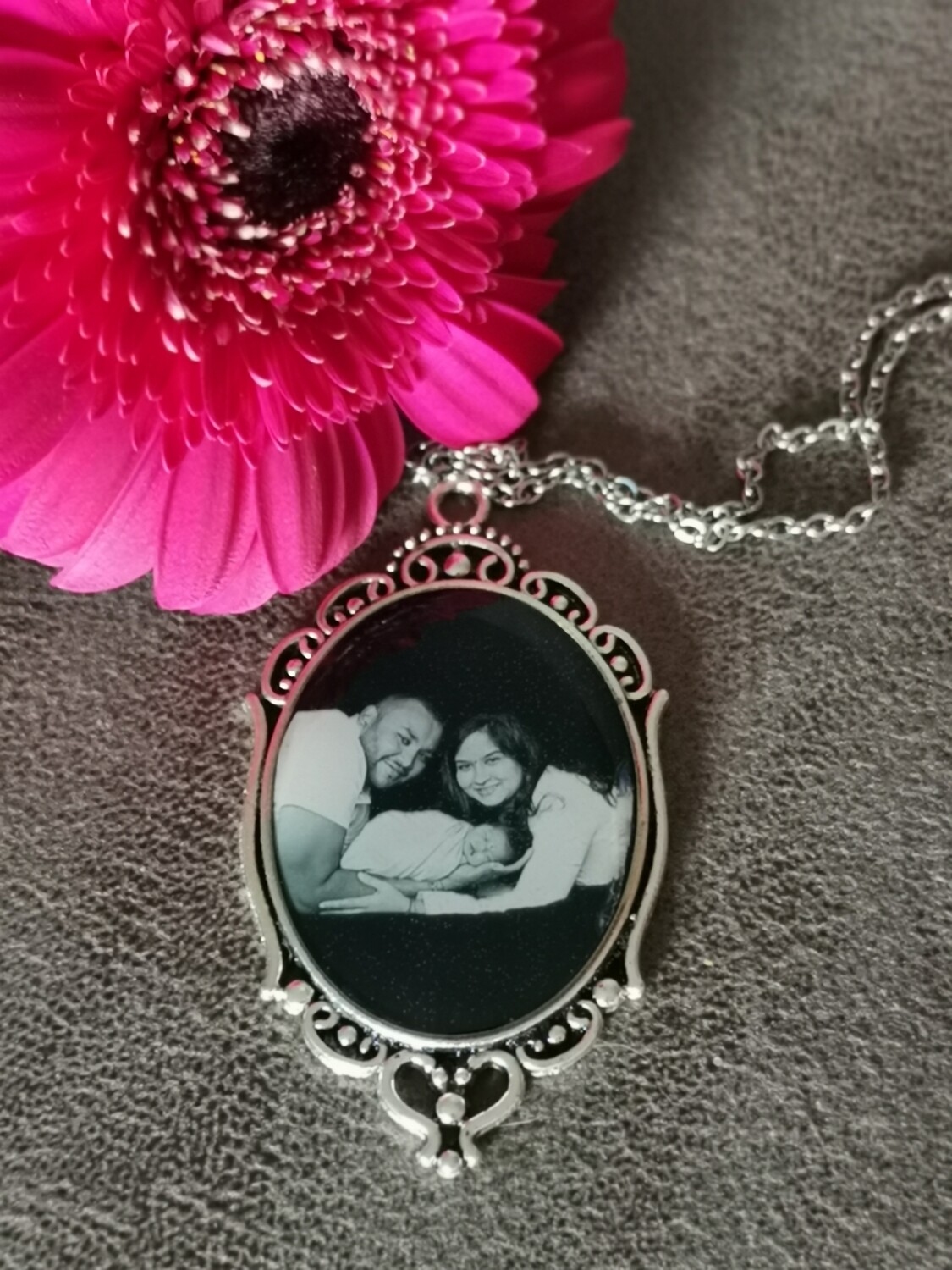 Custom made pendant with silver necklace