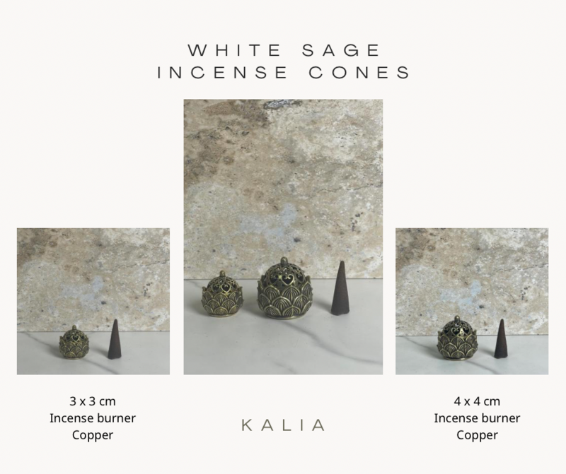 #00378-White sage cones+Burner 3x3cm