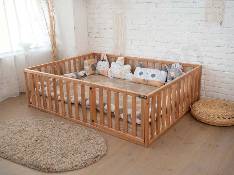 Floor bed Kids bed Montessori toddler Platform bed Wooden bed Kids bedroom Children pen Play room